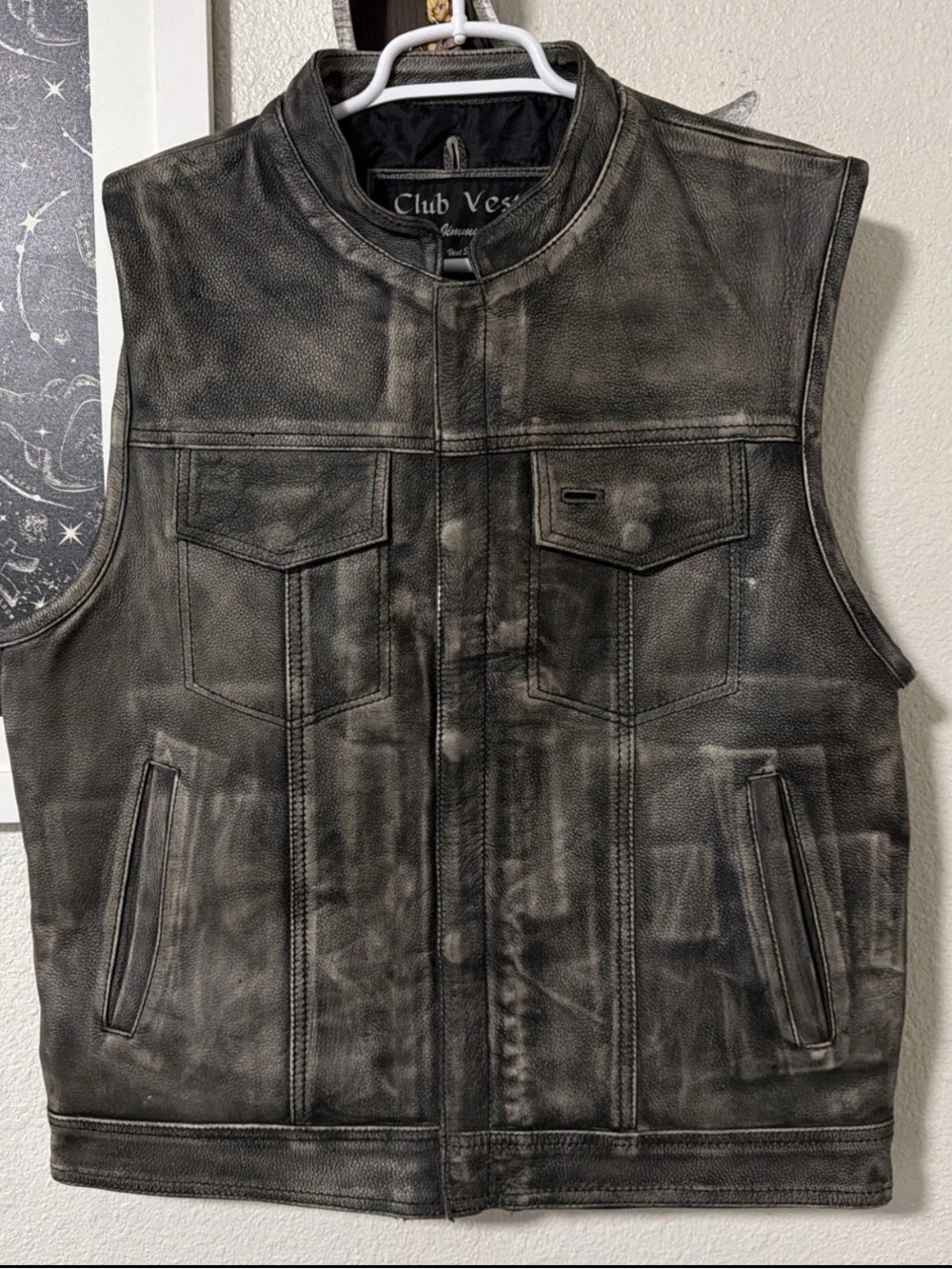 Club Vest By Jimmy Lee Motorcycle Biker Concealed Carry leather Mens 44